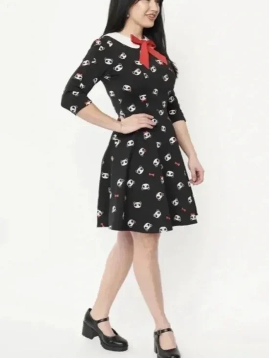 Unique Vintage Panda Retro Pinup Rockabilly Fit Flare Black Bow Dress 3X 20 - Picture 6 of 15